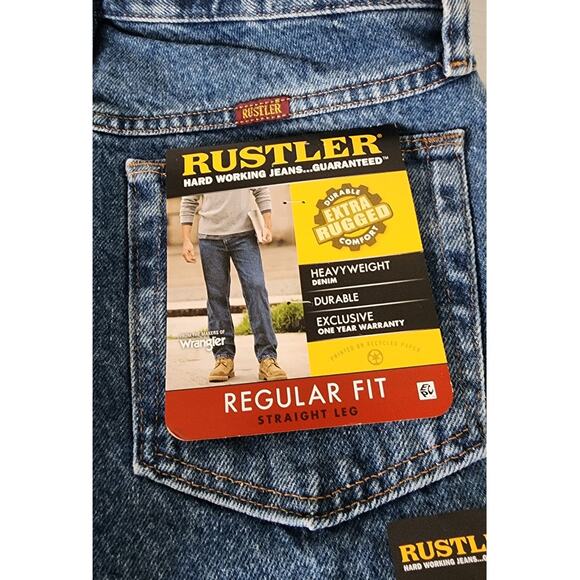 NWT WranglerRustler 30 X 30 inch Men's Regular Fit Jean Straight Leg Medium Wash - Picture 8 of 11